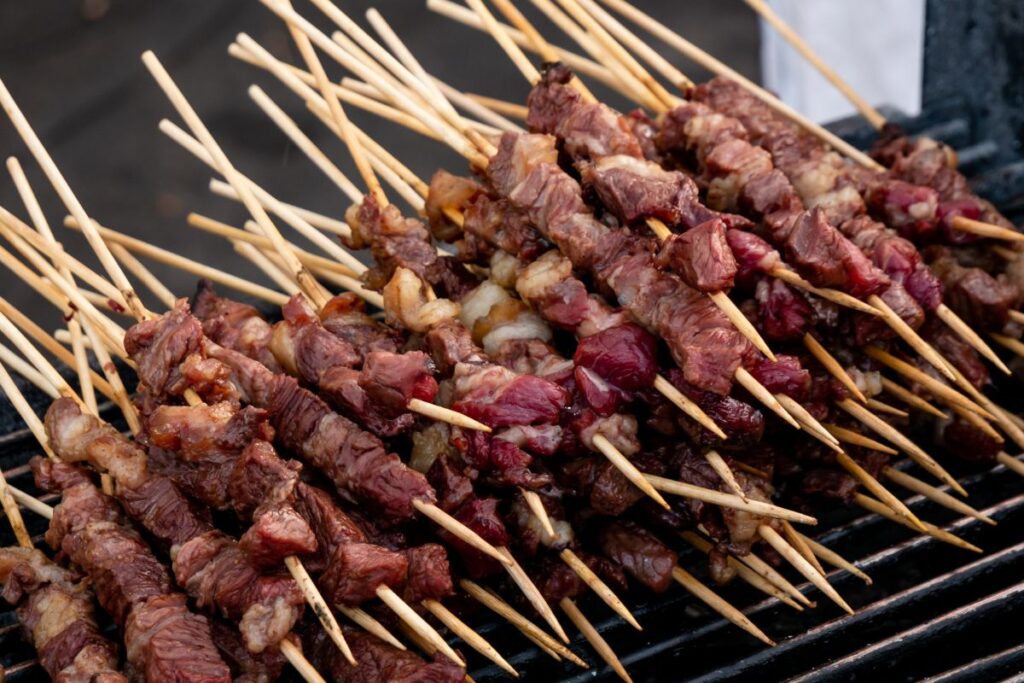 Typical Italian arrosticini of lamb Arrosticini